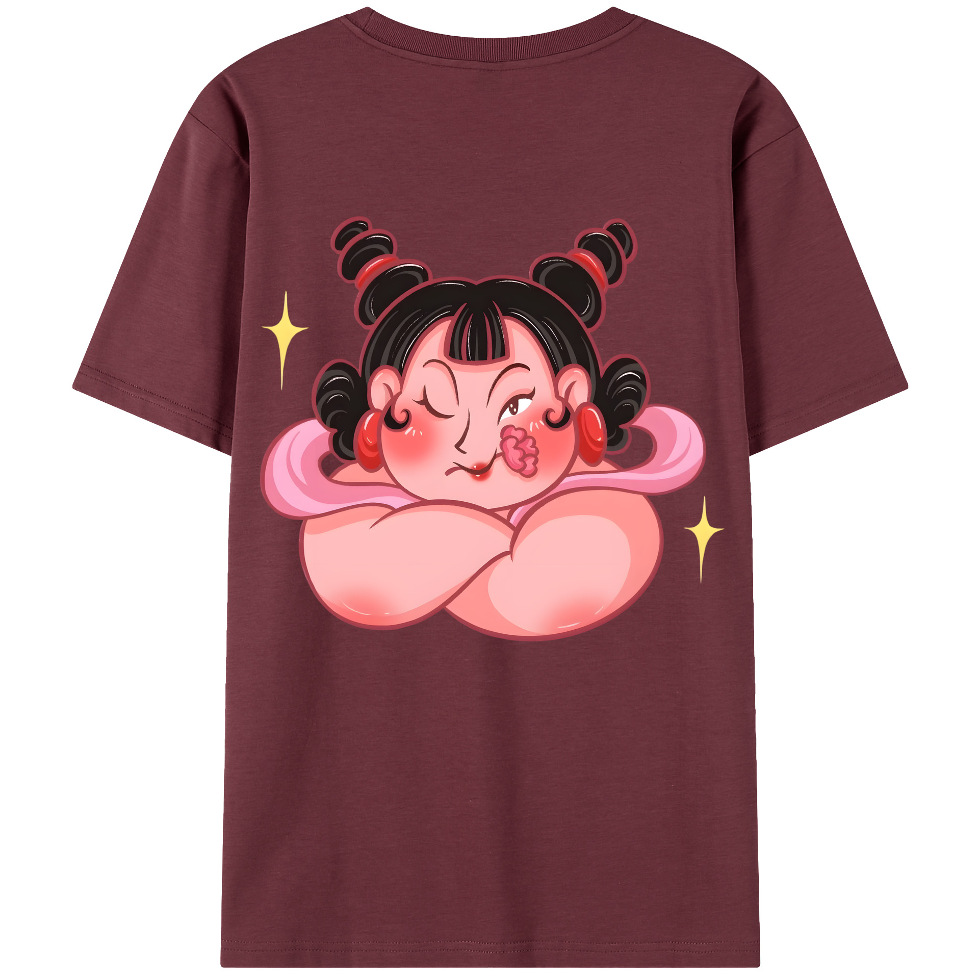 （画像用） Ne Zha 2 ナタ 魔童の大暴れ 綿100％半袖Tシャツ（背面プリント）